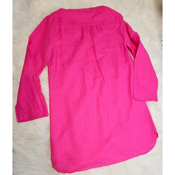 Dana Buckman Lined Long Sleeve Linen Mini Dress, XSmall - Picture 3 of 8